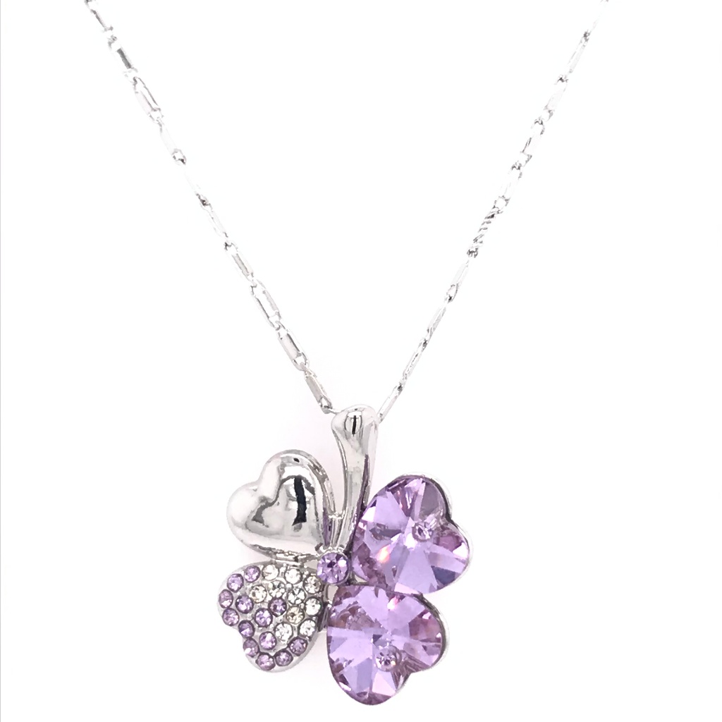 Shamrock Violet Hearts Swarovski Pendant